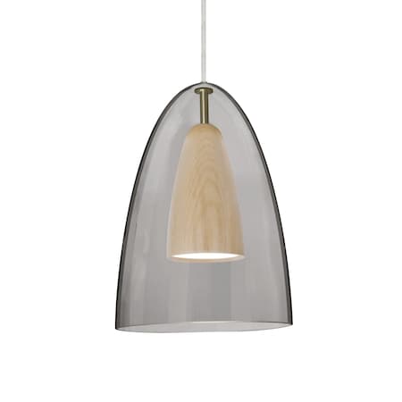 Besa Lighting Dano Cord Pendant, Smoke/Natural, Satin Nickel Finish, 1x9W LED 1JT-DANOSMNA-LED-SN